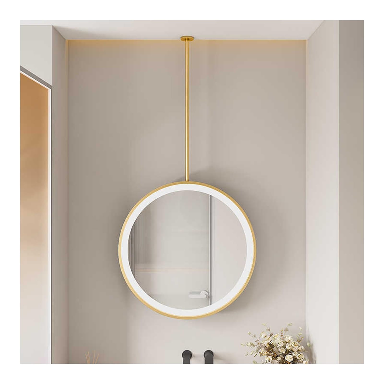 GLJTUO Round Ceiling Suspended Lighting LED with Touch Button,Gold-40x40cm