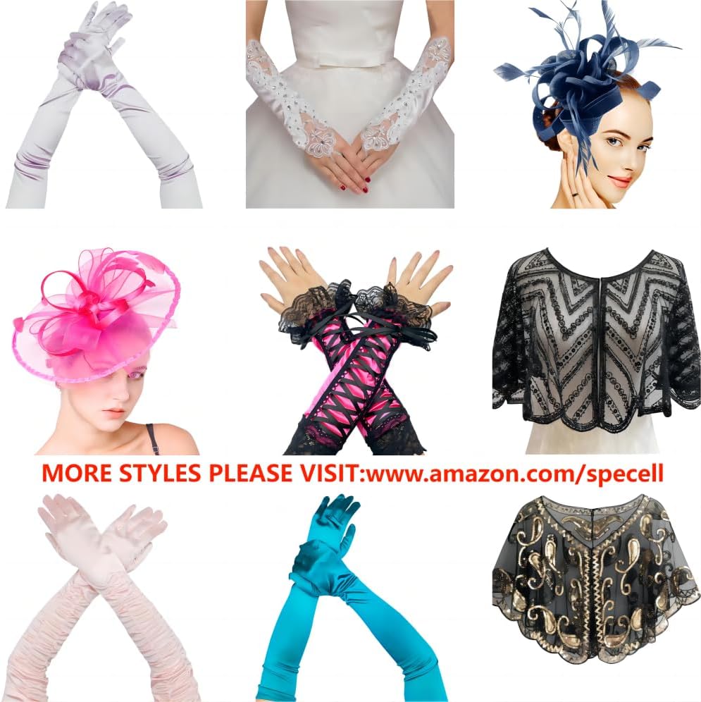 Specell Gothic Long Lace Fingerless Gloves Women's Fingerless Lace Sequins Glove For Wedding Prom Tea Party Glove Accessories - Image 7