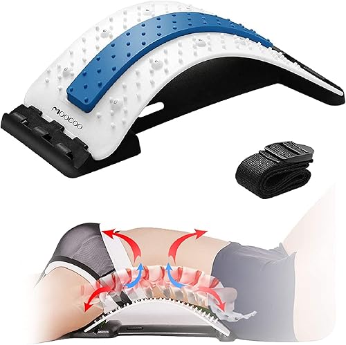 Moocoo - Soporte masajeador de espalda dispositivo para el alivio del dolor de espalda baja soporte lumbar para hernia de disco ciática escoliosis