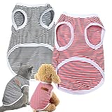 CAISANG Classic Dog Shirt 2 Pack Striped T-Shirt Puppy Clothes for Small Dogs Boy, Stretchy Summer S