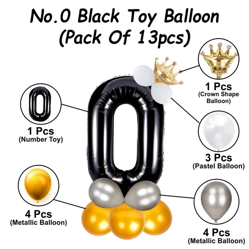 Image of Black 32 Inches Numbers 0 Shape Large Big Foil Helium Balloons For Party Decorations In Happy Birthday Anniversary Office Items Materials Set Pack,1 Piece