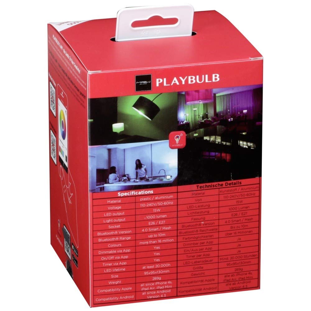 MiPow Playbulb Smart LED E27 15 W (100 W) RGB Reflektor weiß