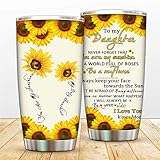 Sunflower to My Daughter Tumbler Cup You Are My Sunshine Coffee Mug, I Love You Vacuum Insulated Travel Cups with Lids Straws, Stainless Steel Double Walled Water Bottle Mugs Gift from Mom