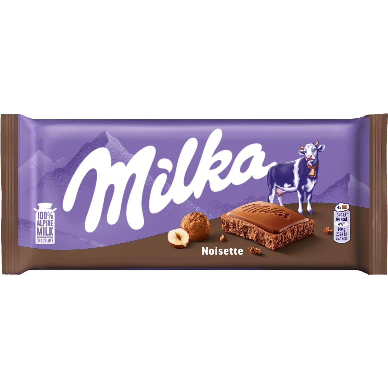 Milka Noisette Hazelnut Alpine Milk Chocolate Bar, 90 g (1-Pack)