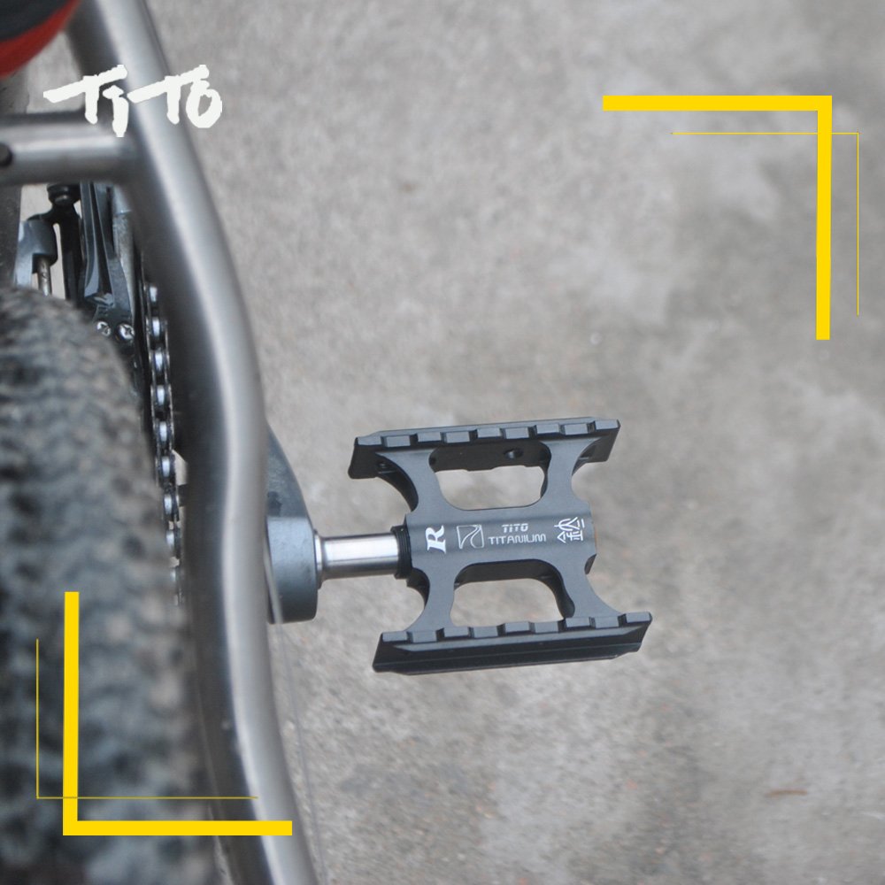 TiTo Titanium MiNi Fahrradpedale mit Aluminiumlegierung Fahrradfußpedale und Titanachse rutschfeste und Langlebige MTB Fahrradpedale für MTB und Rennrad Stadtrad