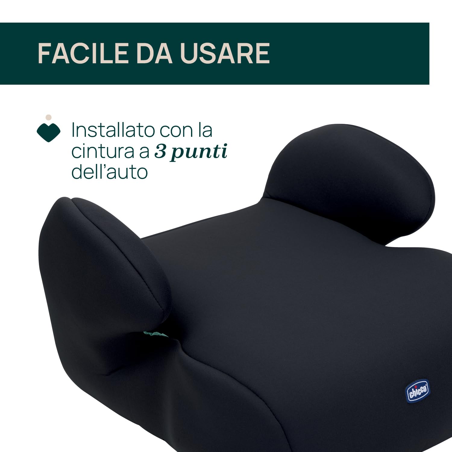 Chicco Quasar i-Size, Seggiolino Auto Bambini 7-12 Anni (126-150 cm), Facile da Installare con la Cintura a 3 Punti del Veicolo, con Braccioli Imbottiti e Seduta Confortevole, Nero