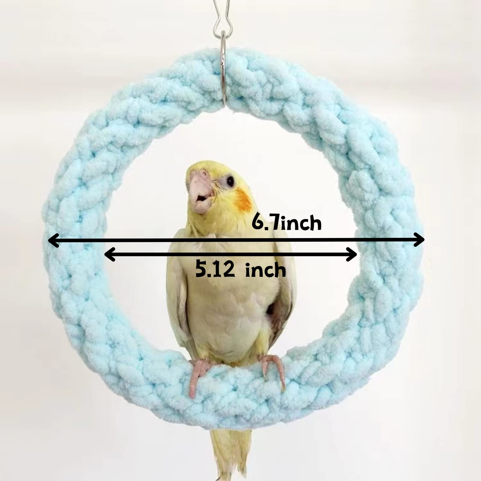 Bird Swing, Cage Hanging Toys Cotton Rope Swing Bite Resistance Perches Toy Parrot Toy Boredom Breaker for Budgie, Cockatiels, Conures, Finches, Small Parakeets (Dark Blue)