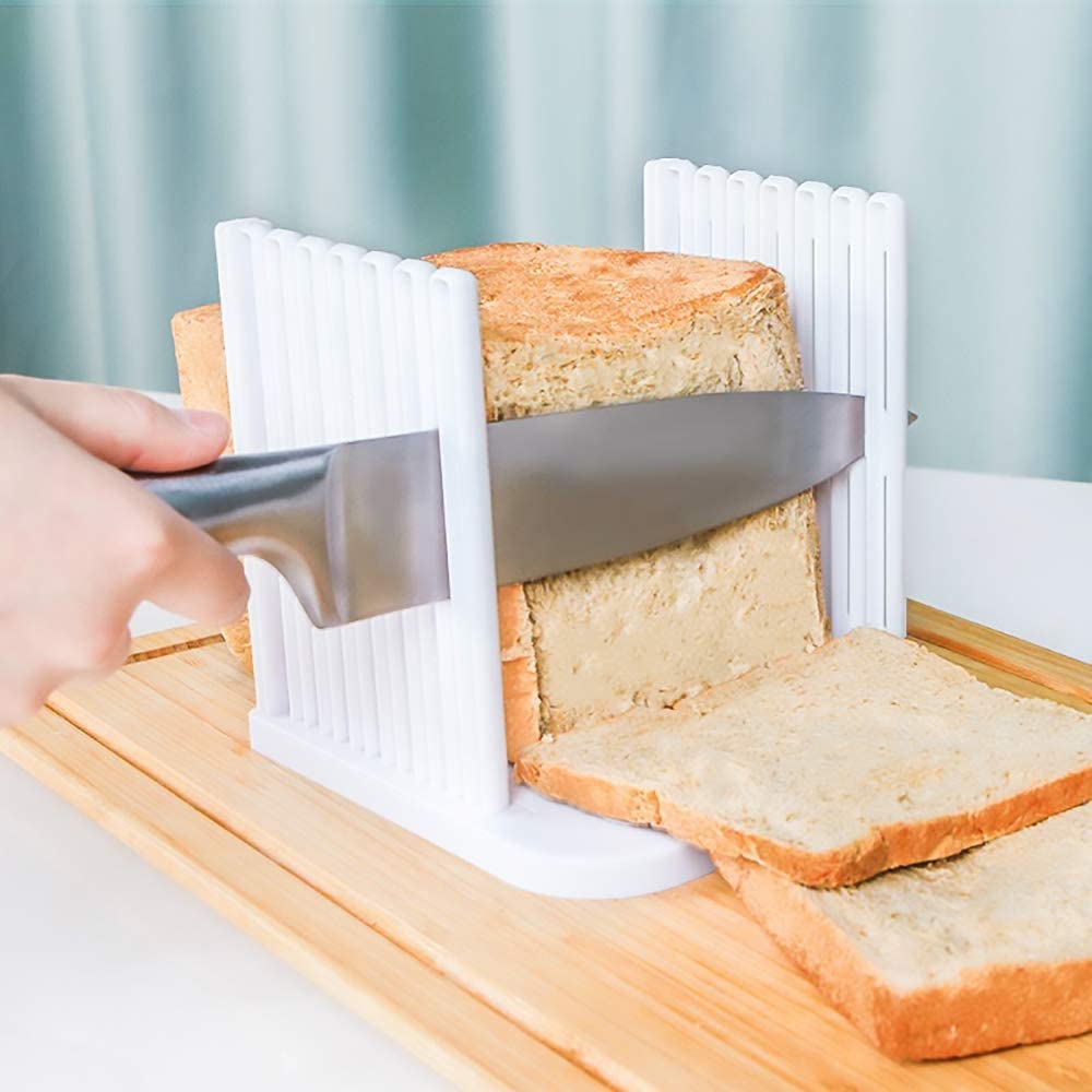 VIPREKHO Bread Slicer Cutting Guide Thicknesses Mold Bread Bagel Loaf Sandwich Cutter Slicer Foldable Bread