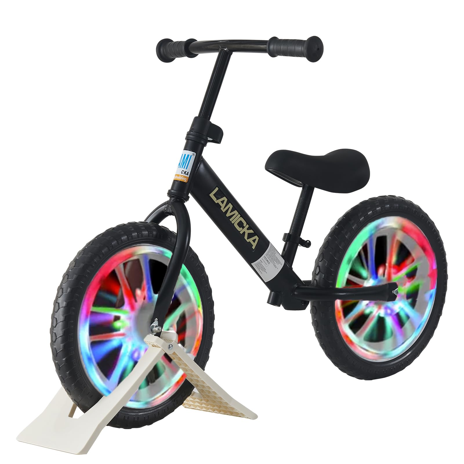 BSTSEL 12" 14" Balance Bike for Stride Walking Bike, with Adjustable Handlebar and Seat Wheel with Light No Pedal Training Bicycle Flat-Free Tires (14 inch Black)