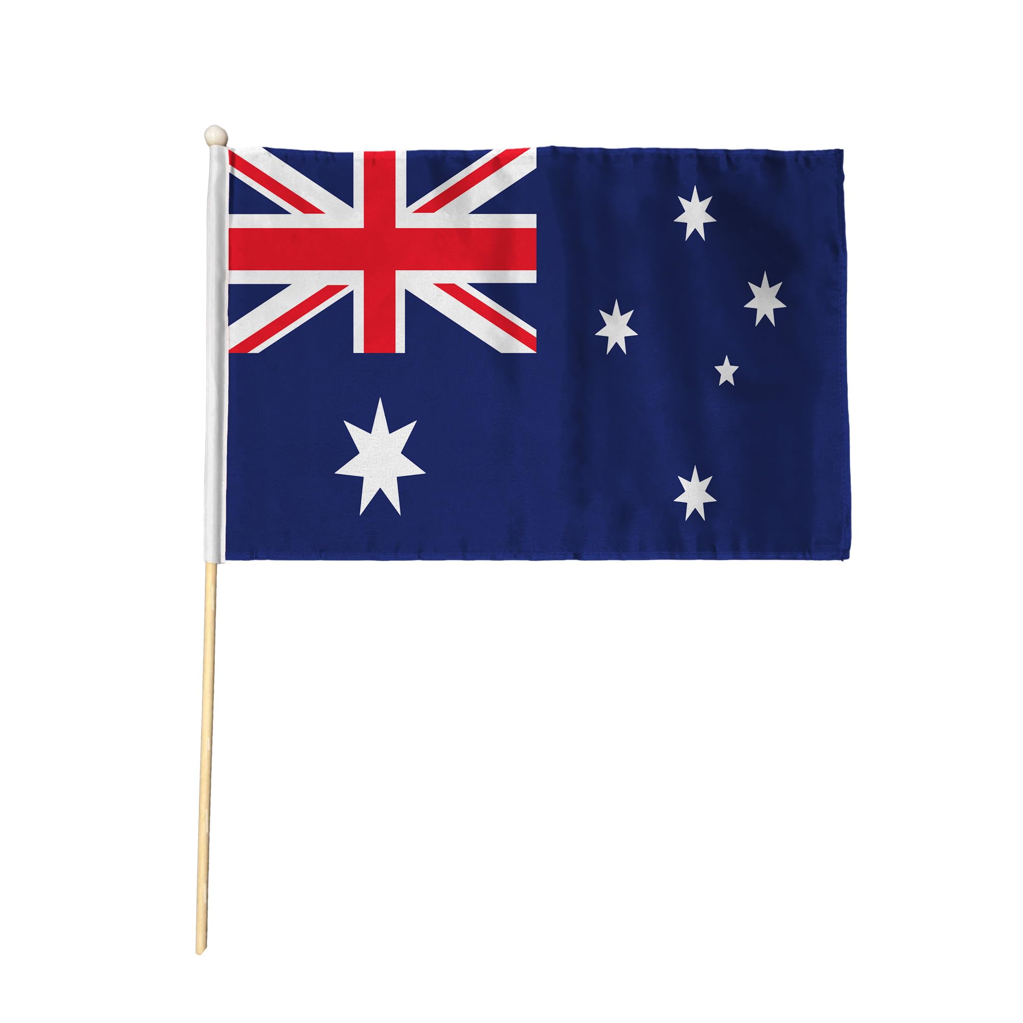 Flagtex Australia Hand Waving Flag (18x12 Inch Large) - Premium Wooden Stick Hand Flag Big Size Natural Wood Pole Southern Cross Commonwealth Blue Red White Flag Events Parades