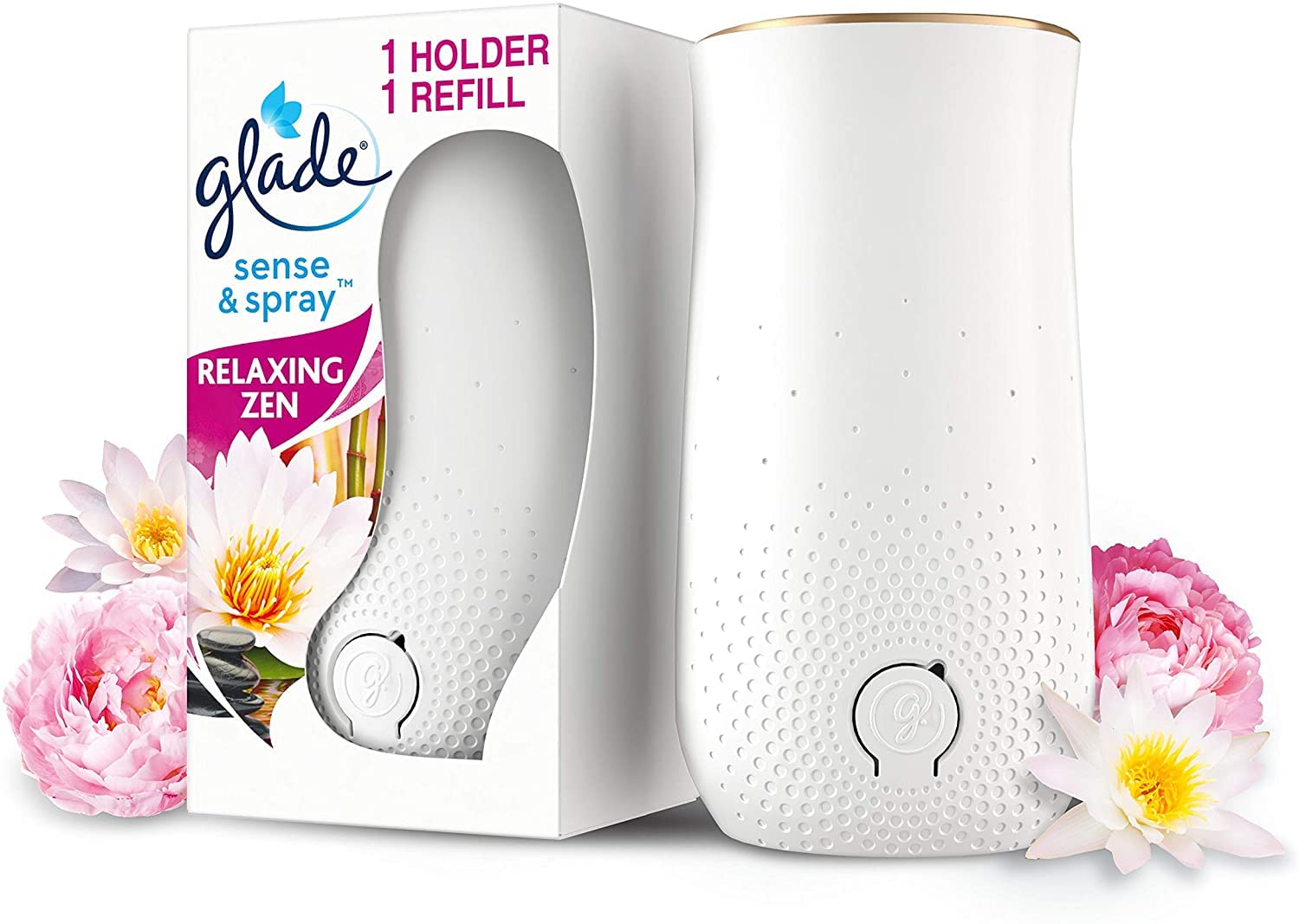 Glade Sense & Spray Air Freshener Holder and Refill, Motion Activated Automatic Odour Eliminator for Home, Relaxing Zen, 1 Holder + 18 ml Refill
