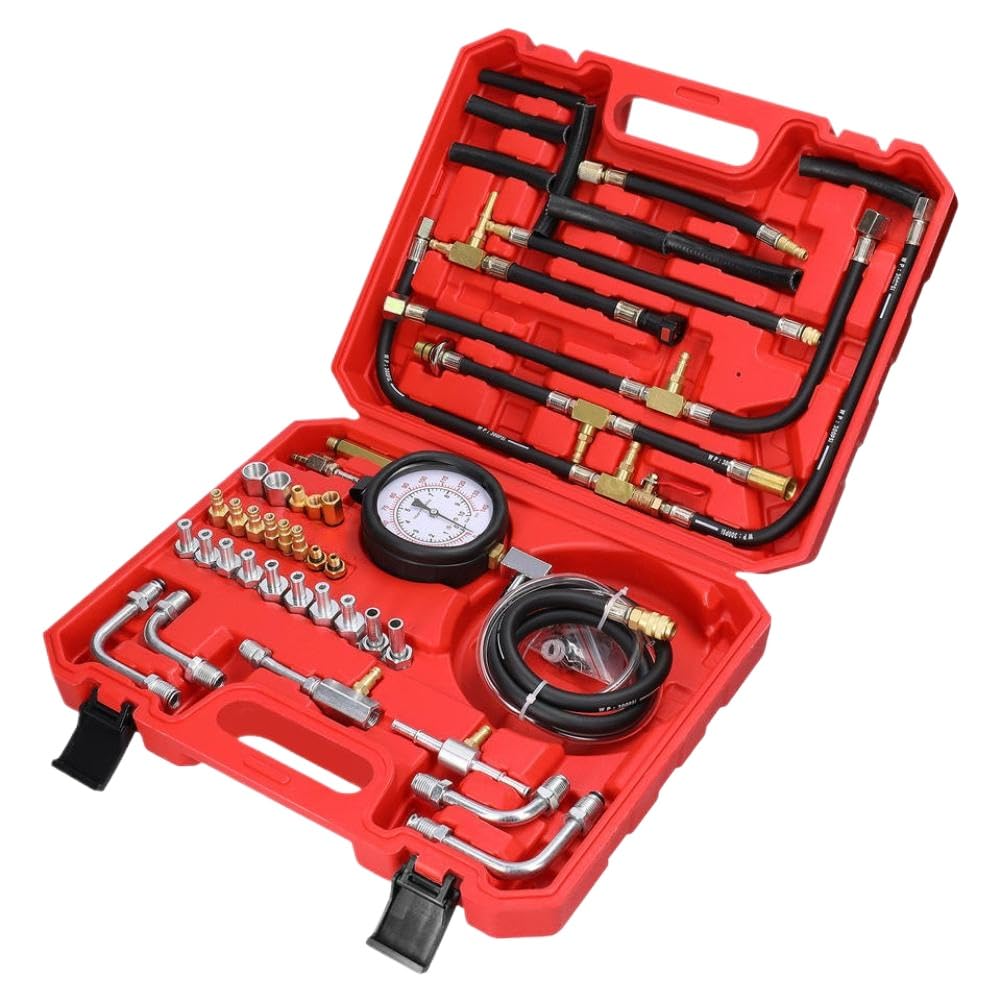 Fuel Injection Pressure Tester Kit TU443 0-140PSI 0-10Bar Automotive Fuel Pressure Gauge Complete Kit