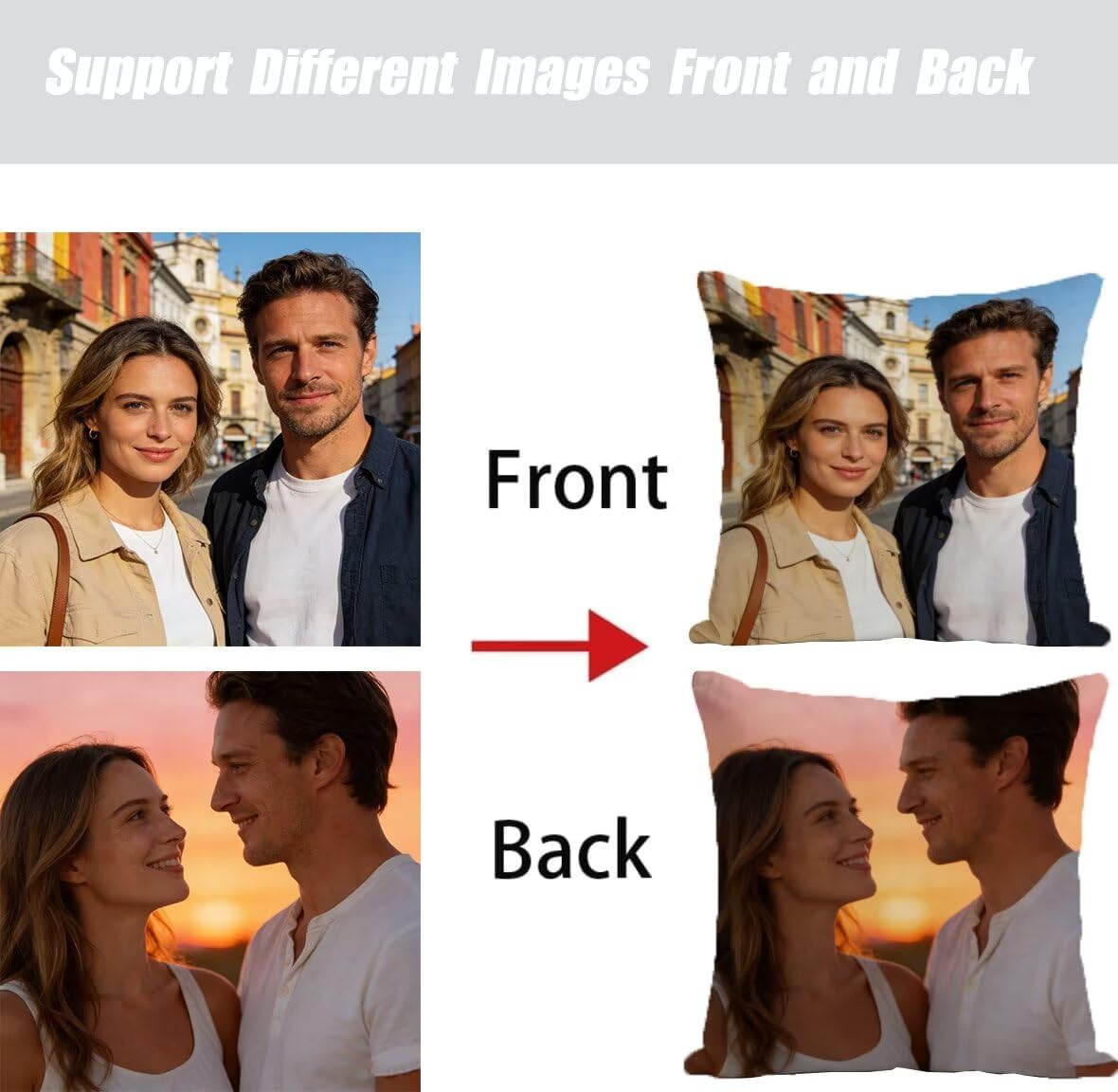 Kissen Personalisiert, Kissenbezug 60x180-Kissen mit Foto Doppelseitig Bedruckt Fotokissen, Dekokissen, Fügen Sie Jeden Bildtext Hinzu und Druck Zierkissen Sofakissen, Personalisierte Geschenke 0o-15