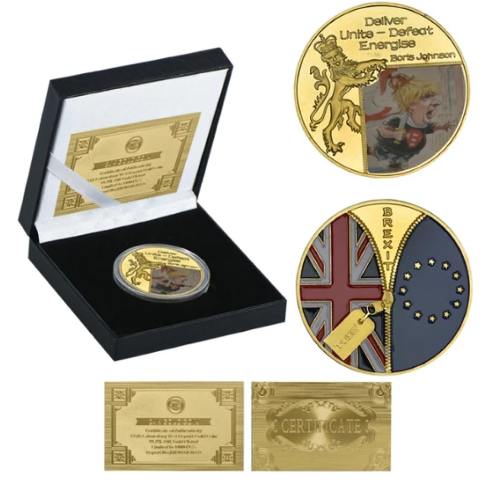 REZAJDUIE Commemorative Coin British Prime Minister Boris Johnson Gold Plated Challenge Coins Souvenir Coin Gifts for Collection