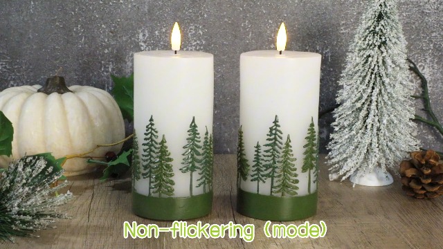 Image of Holiday Flameless Candles Green Hand Drawn Christmas Tree Design with Remote Control, Flickering Real Wax Christmas LED Candles - Home Party Bathroom Room Xmas Decorations - Set of 2