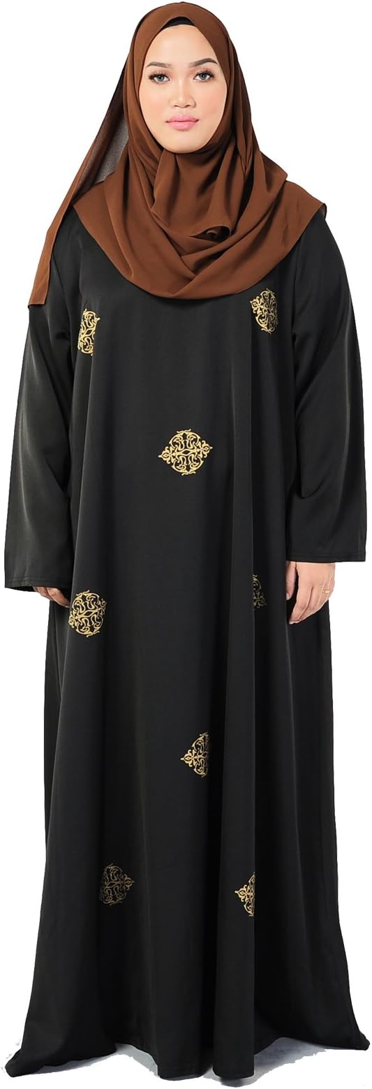 Mis Claire Women's Plus Size Minimal Print Dress 6XL Black