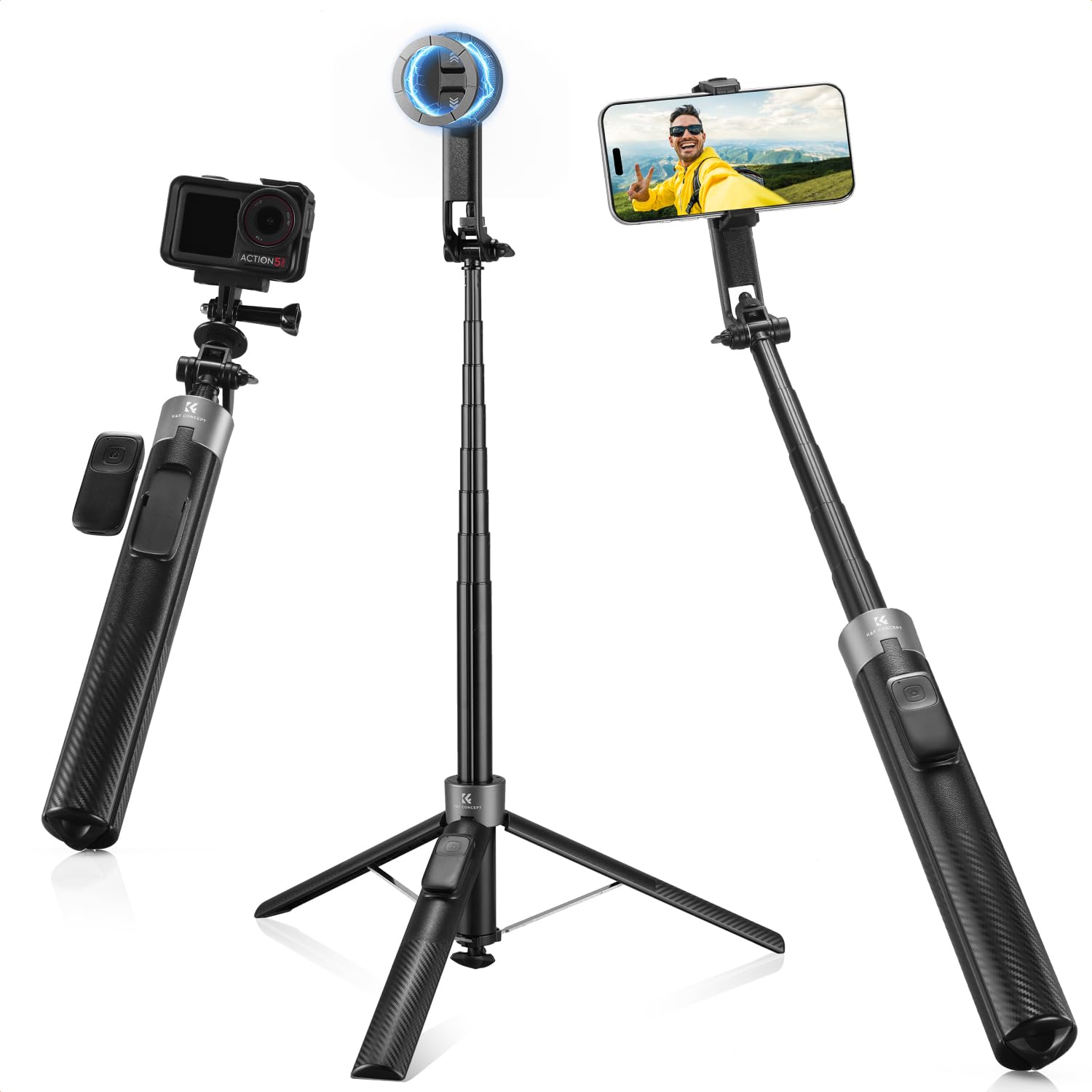 K F CONCEPT Popod 72 Phone Tripod 3-in-1 Clip Magnetic Selfie Stick with Remote Automatic Phone Tripod Stand