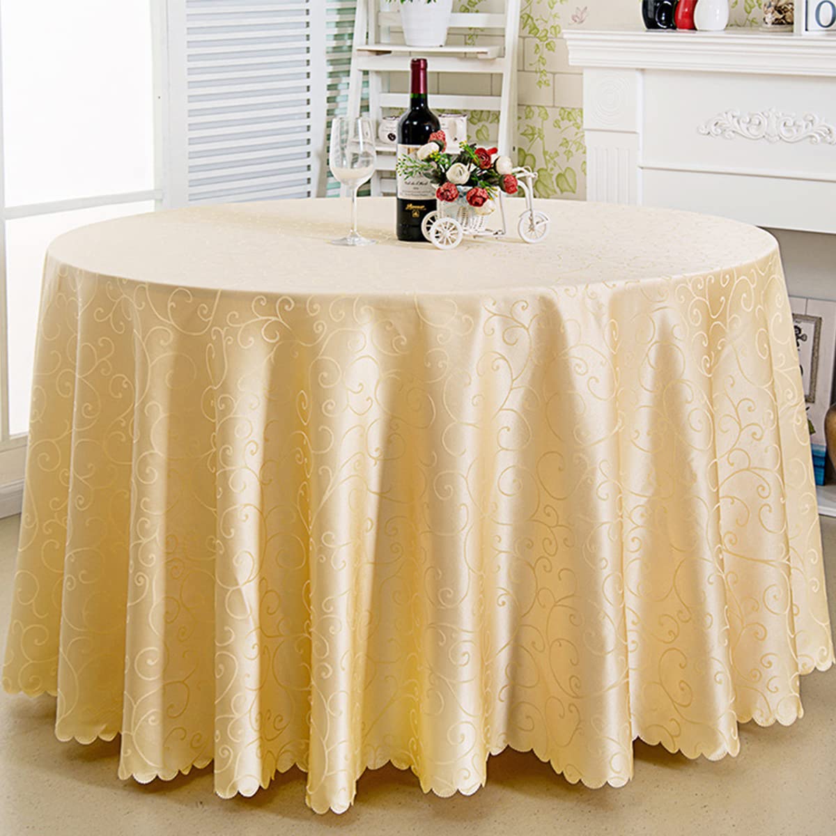 Tovaglia rotonda – 200 metri giallo lavabile in poliestere jacquard tessuto decorativo, adatta per hotel, feste, campeggio