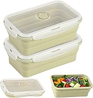 CUISITOOL Collapsible Silicone Food Storage Containers with Leak-Proof Lids, 2-Pack 1200ml Large Foldable Bowls for Camping, Microwave & Dishwasher Safe