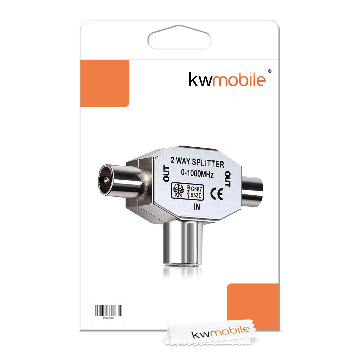 kwmobile rozdzielacz antenowy T Splitter 0-1000 MHz 2x gniazda koncentryczne DVB-T