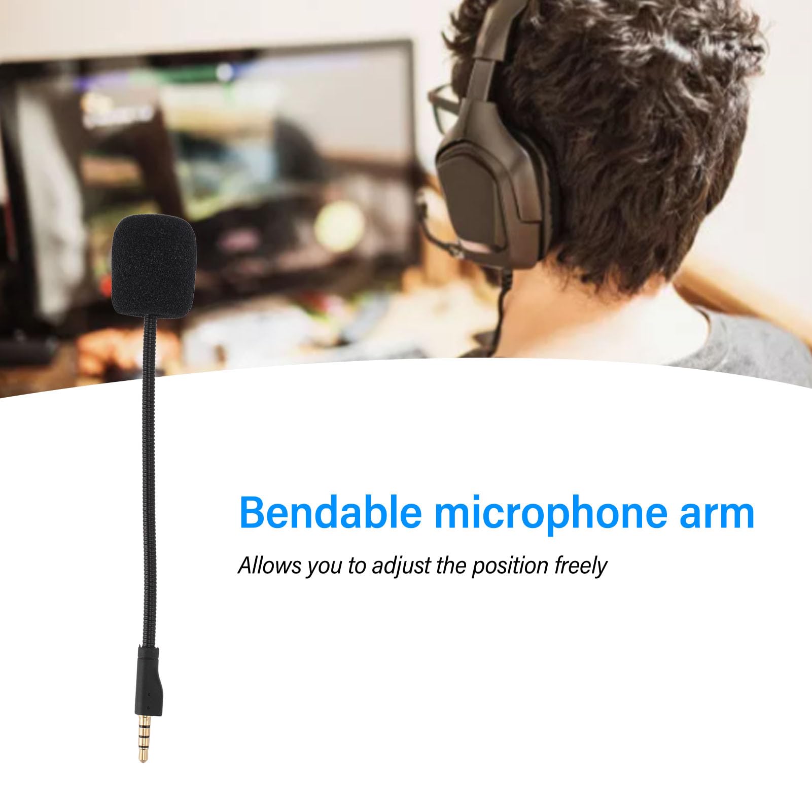 Micrófono de Juego de Repuesto para 1, Micrófono de Juego con Cancelación de Ruido Desmontable, Micrófono de Auriculares para Juegos Flexible con Espuma, Plug