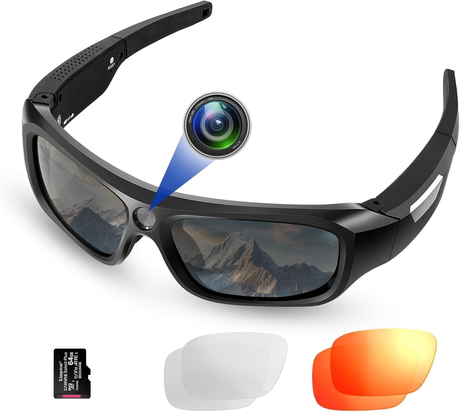 FlyGift 4K 2160P FHD Sports & Action Video Camera, Camera Sunglasses for for Outdoor Sports