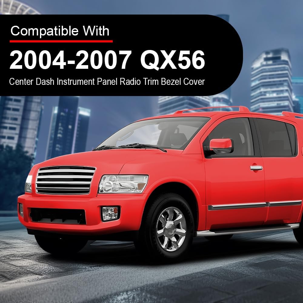 G-PLUS Center Dash Instrument Panel Radio Trim Bezel Cover Fit For 2004 2005 2006 2007 Infiniti QX56 Gray Front
