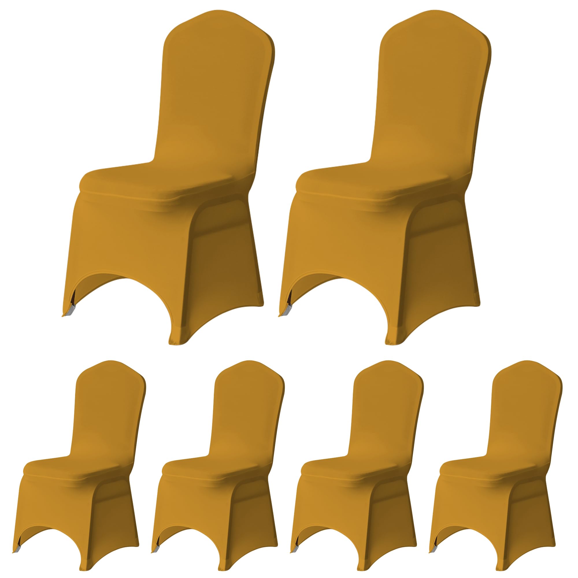 Trimming Shop 8pcs Light Gold Wedding Chair Covers Stretch Slipcovers