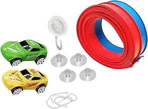 DeeRace フレキシブル レースカー ランプ トラック 14.7フィート 曲げられる 多用途 吸盤マウント付き ポータブル ロールアップ トラック おもちゃ 子供 男の子 女の子向け