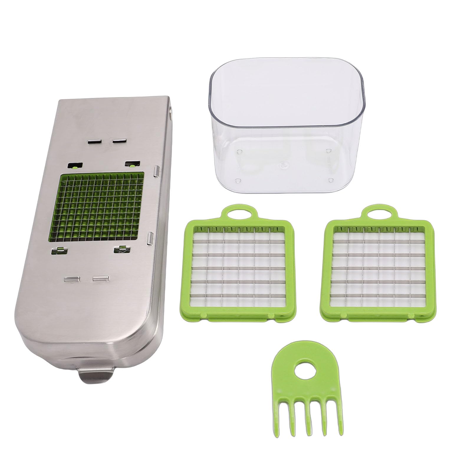 Fdit Picadora Manual de Verduras, Picadora de Alimentos de Acero Inoxidable para Cortar y Cortar en Cubitos Rápidamente, Diseño Compacto Fácil de Limpiar con 4 Cuchillas, Utensilio