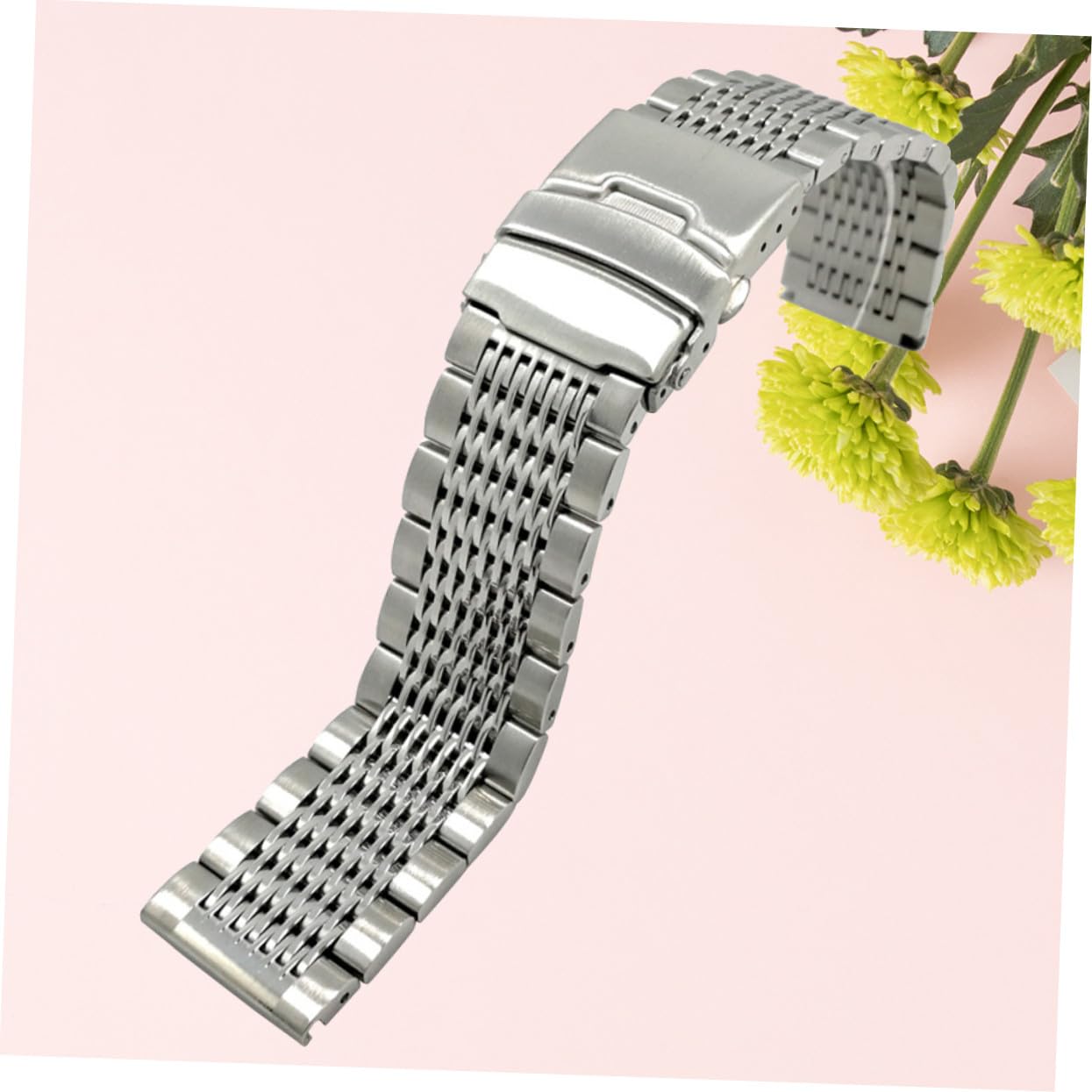 Housoutil Correa de Reloj Acero Inoxidable Pulsera Metal Sólido Resistente para Reemplazo Unisex Plata Ergonómica Fácil Instalación