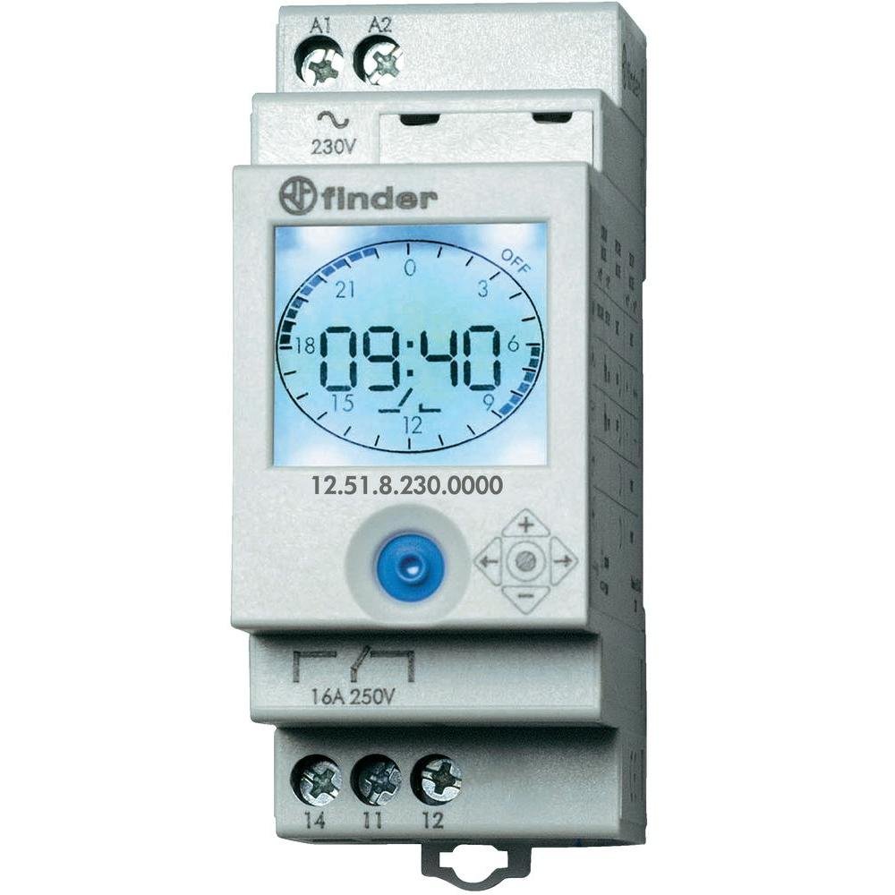 Horloge Digitale programmes journalier/hebdomadaire Finder 12.51.8.230.0000 N/A 1 pc(s) Blanc