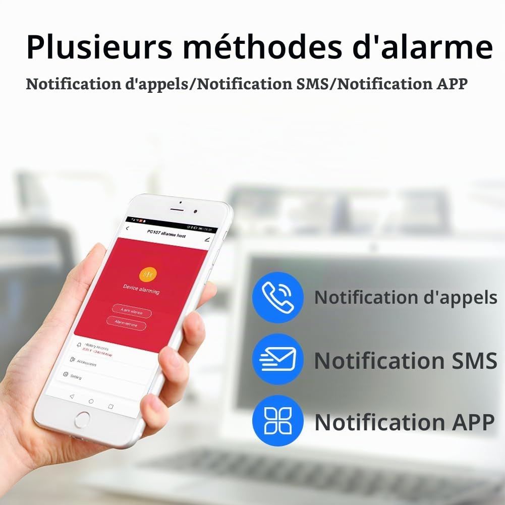 XNY Alarme Maison sans Fil Intelligent WiFi avec Caméra Surveillance Étanche IP66, 120db Sirène Kit Alarme Maison sans Fil 4G avec Caméra 1080P, Compatible avec Alexa et Assistant Google