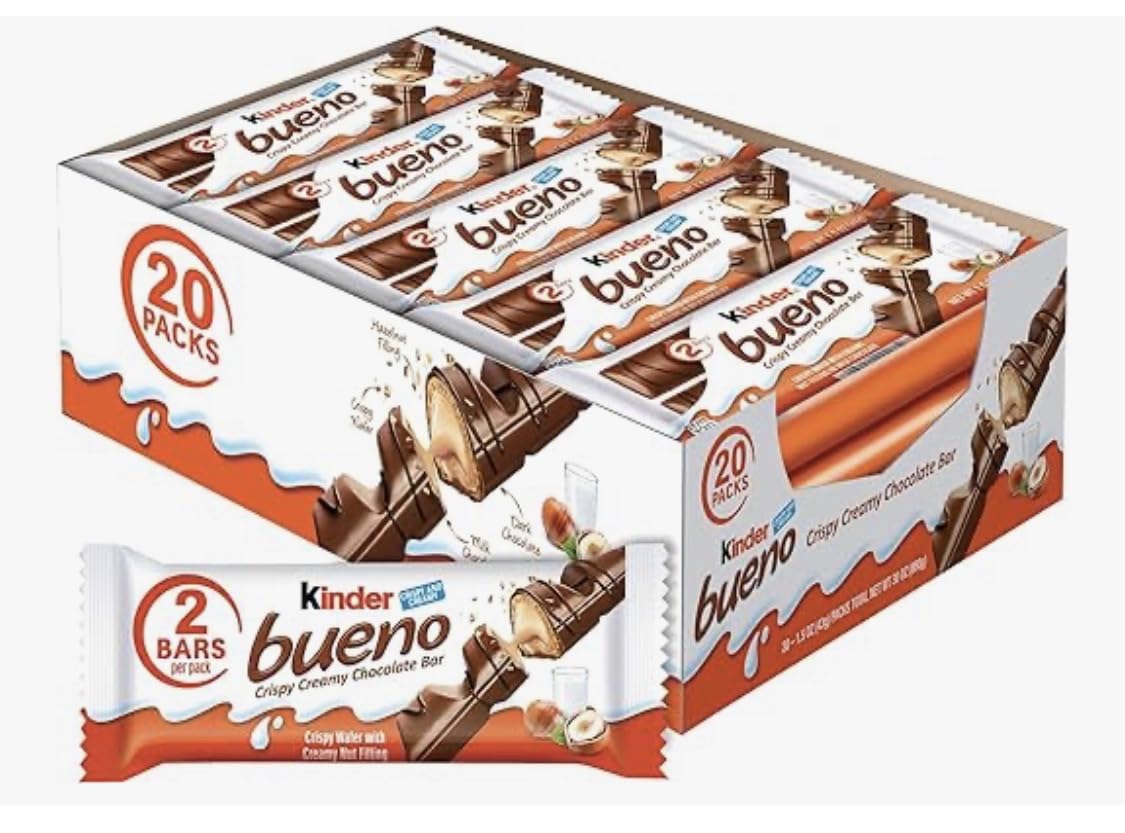 Milk Chocolate and Hazelnut Cream, Bulk 20 Pack, 2 Individually Wrapped Chocolate Bars Per Pack, 30 oz