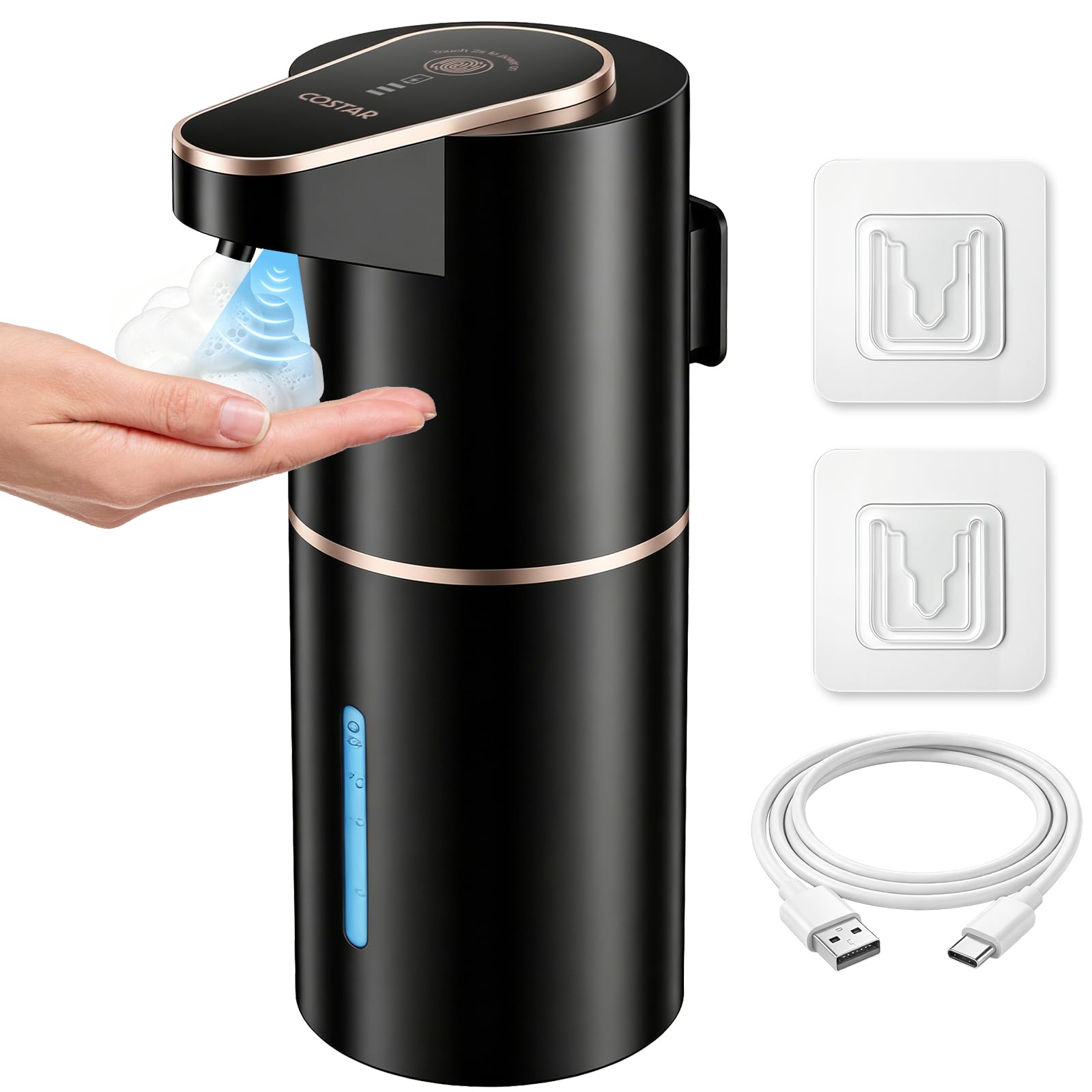 Costar Automatic Soap Dispenser for Wash Basin, Rechargeable Sensor Foaming Handwash Dispenser Wall Mount, 3-Speed Adjustable, Auto Foam Dispenser for Kitchen, Bathroom - Deluxe Version-image-40