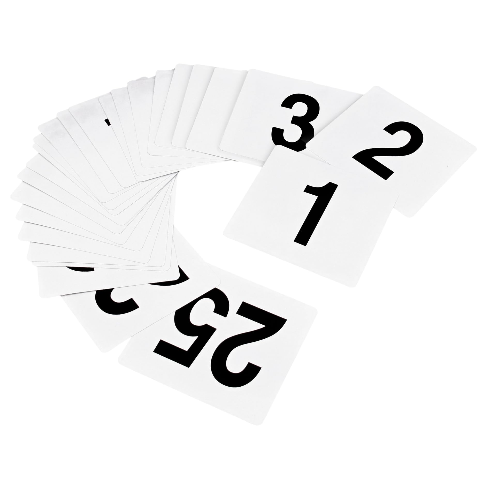 New Star Foodservice 23114 Double Side Plastic Table Numbers 1 to 25, 4 by 4-Inch, Black on White