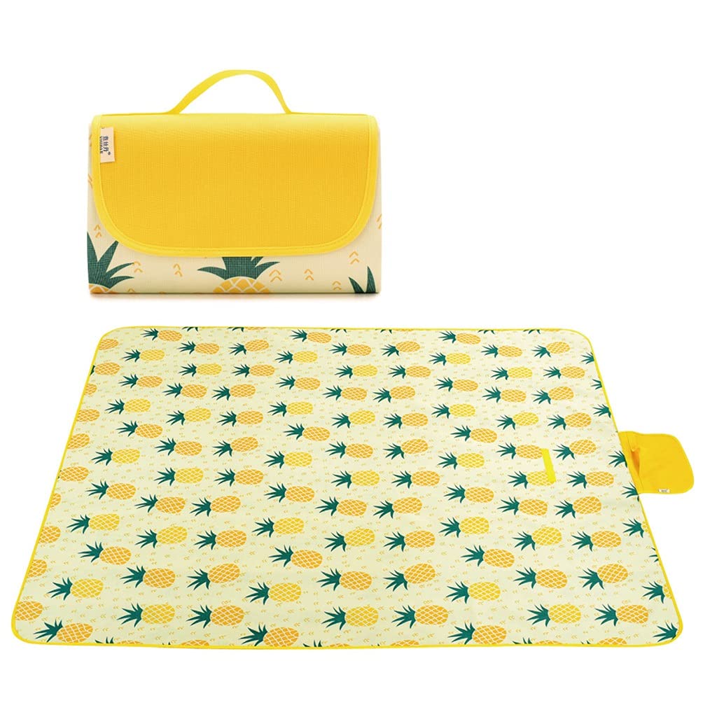 Questa Coperta da Picnic per Esterni, Tappetino da Campeggio Pieghevole, Cuscino da Picnic Impermeabile, Tappetino da Spiaggia a Forma di Ananas (Nome Colore: A, Nome Dimensione: 145 x 80 cm