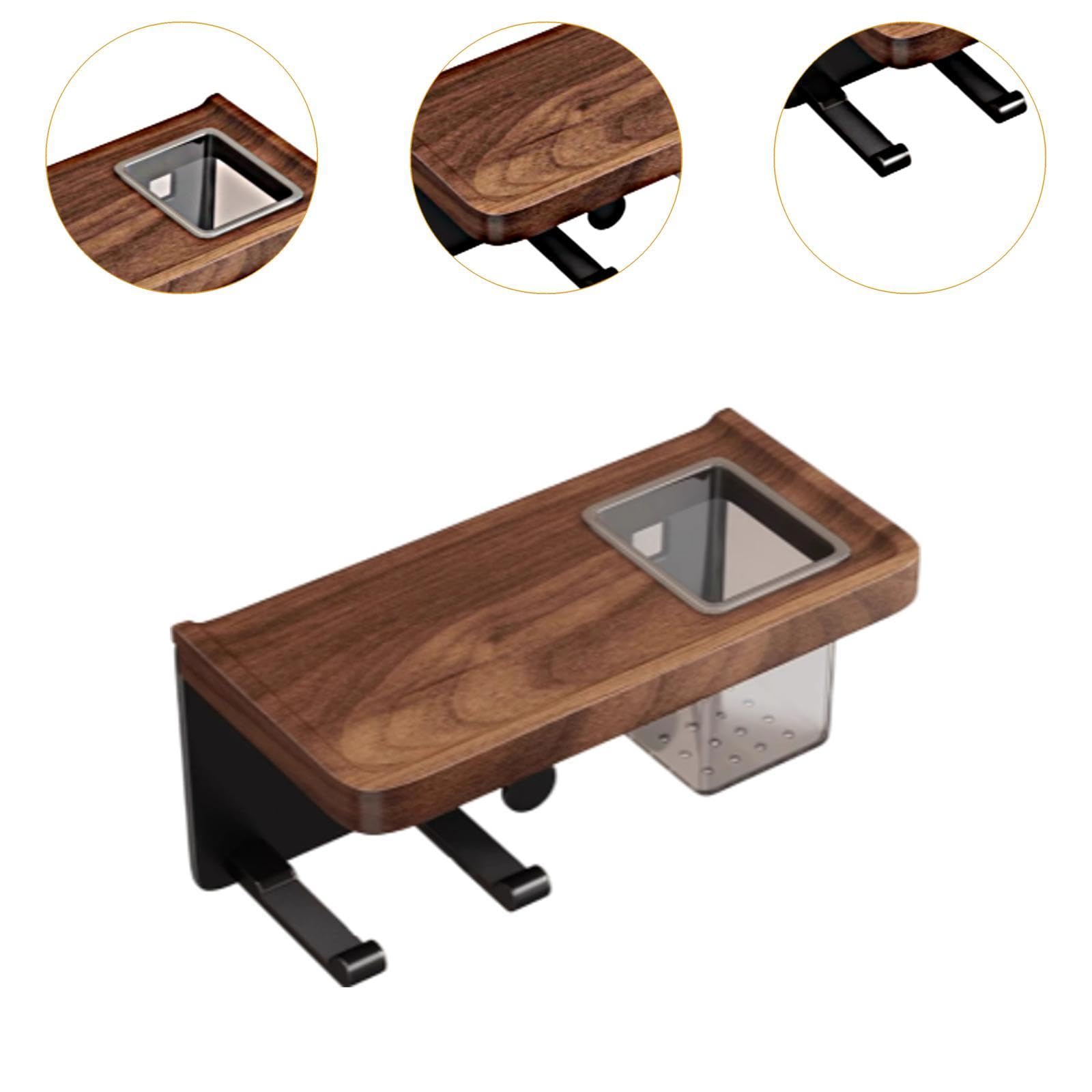 misppro Soporte de madera para secador de pelo, sin taladro, para baño, dormitorio