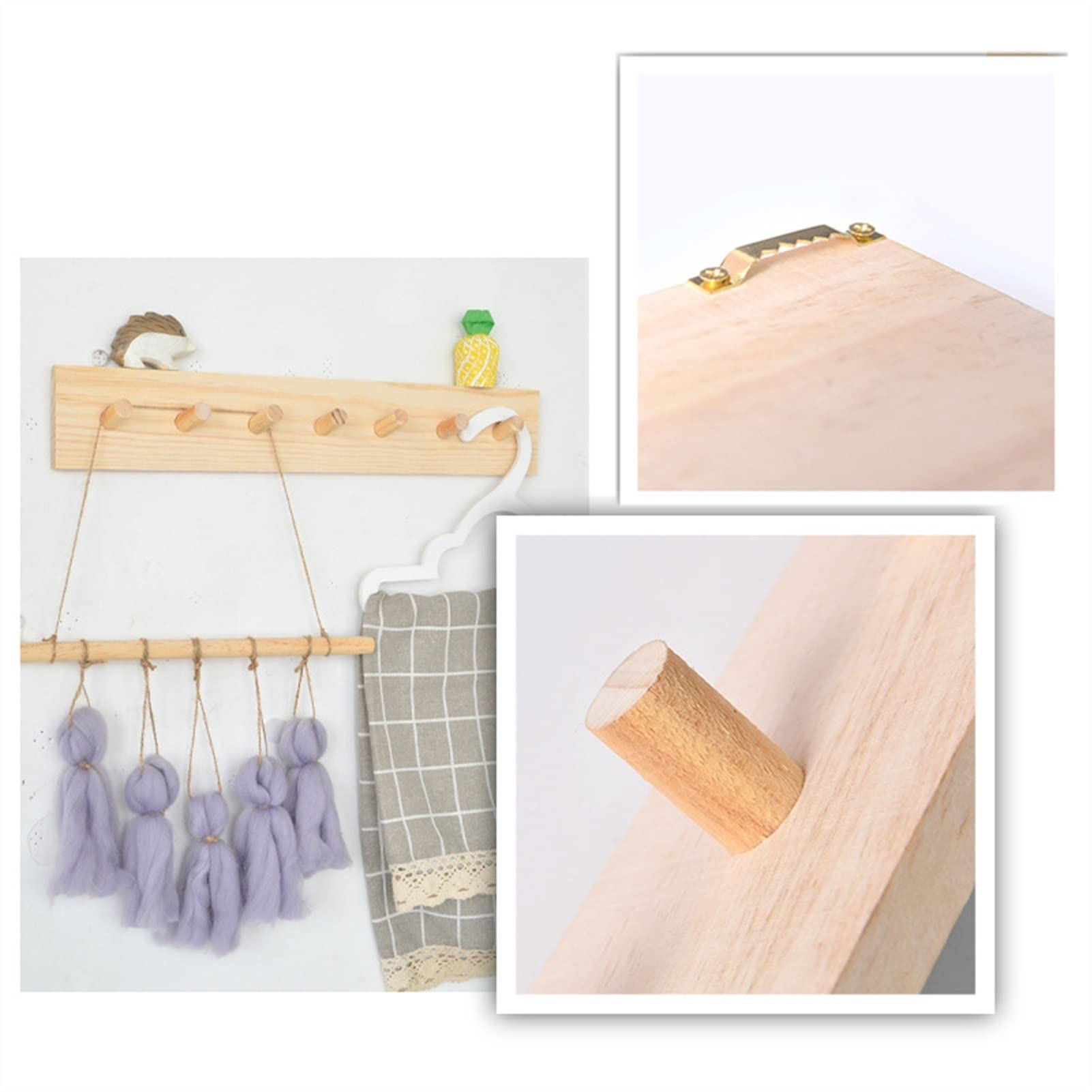 Wandgarderobe Moderne Wandmontage Mantel Hut Rack Haken Holzeingabebanhänger 7 Stifte Schlafzimmer Badezimmer Robe Racks Küchentuch Zahnstange Kleiderhaken Wand