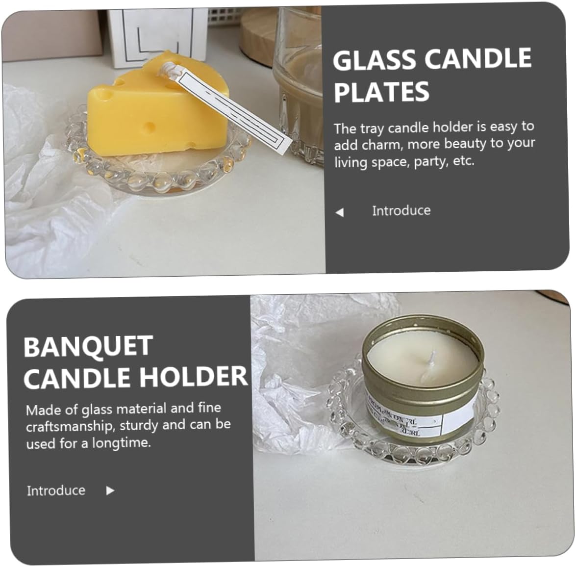 Candle Holder Tray Glass Candle Plates Coasters Set Home Decor for Parties Dinner Parties Weddings