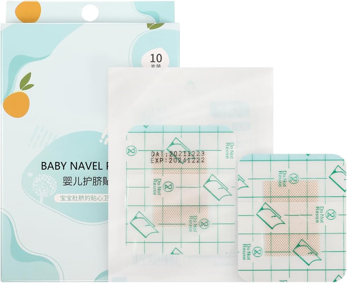 NUOBESTY 10Pcs Baby Belly Button Protectors - Waterproof Umbilical Cord Stickers for Newborns | Hypoallergenic Navel Patch for Swimming, Bathing & Healing | Soft Infant Abdominal Binder (0-12 Months)