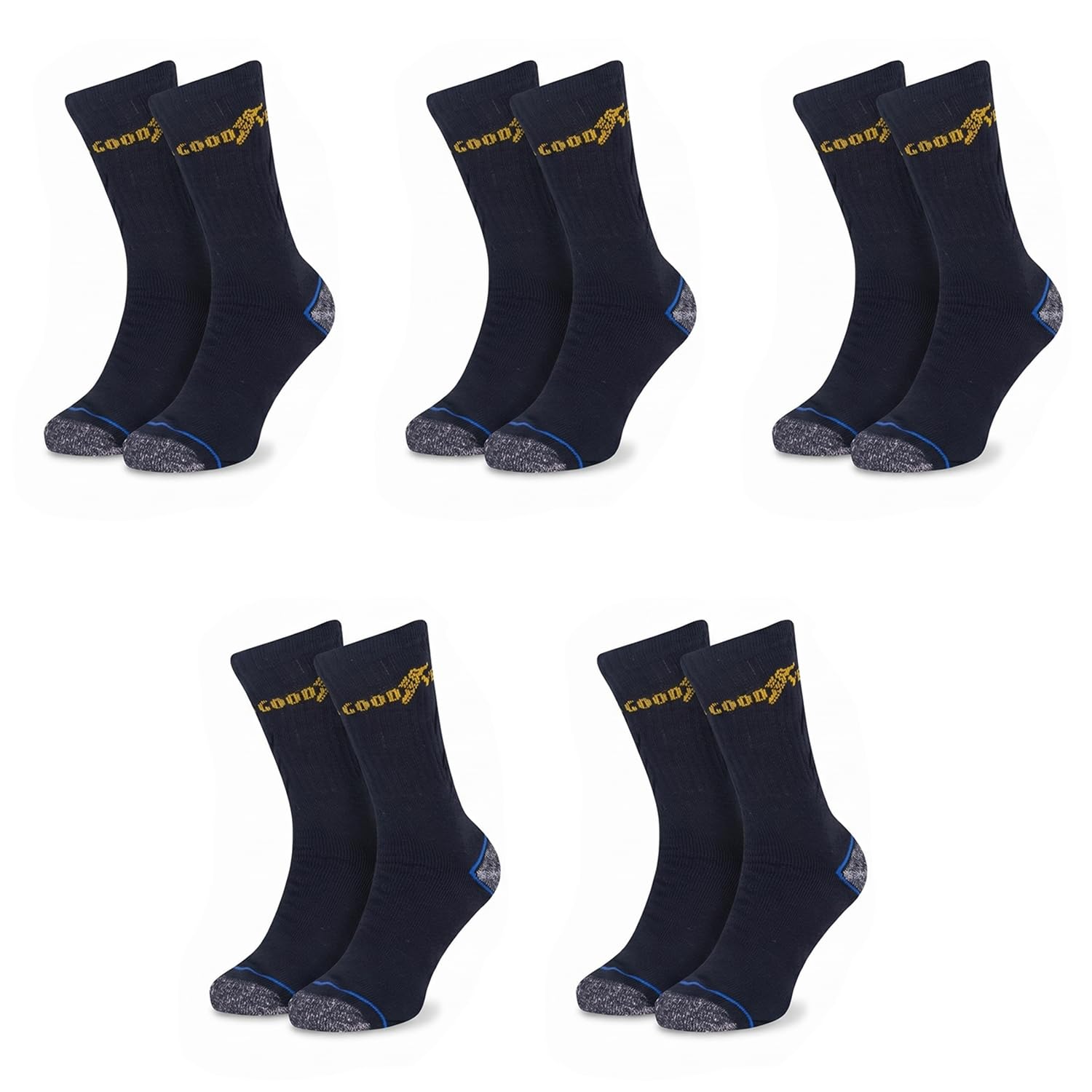 Goodyear Workwear Mens Heavy Duty Work SocksBlack/blueOne Size (5 Pairs) from B&Q