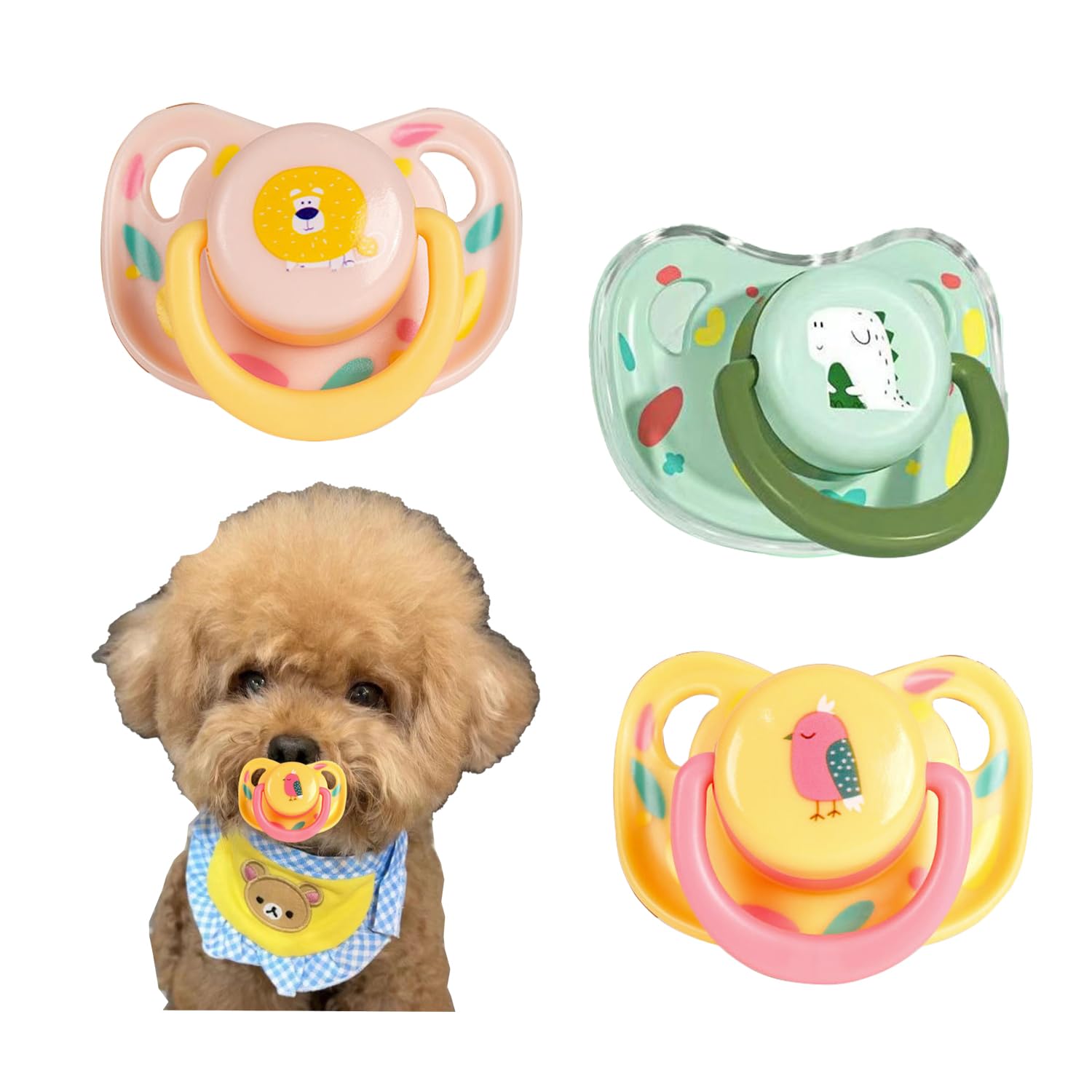 Puppy Kitten Pacifie, Pet Dog Silicone Pacifier Toy, Puppy Calming Chews for Dog Cat, Silicone Pacifier Accessories for Dog Cat (Upgrade Version: Pink