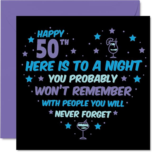 Funny 50th Birthday Card for Men Women - Won't Remember - Happy Birthday Cards for 50 Year Old Dad Mum Auntie Uncle Cousin Friend, 145mm x 145mm Fifty Fiftieth Bday Greeting Cards Gift