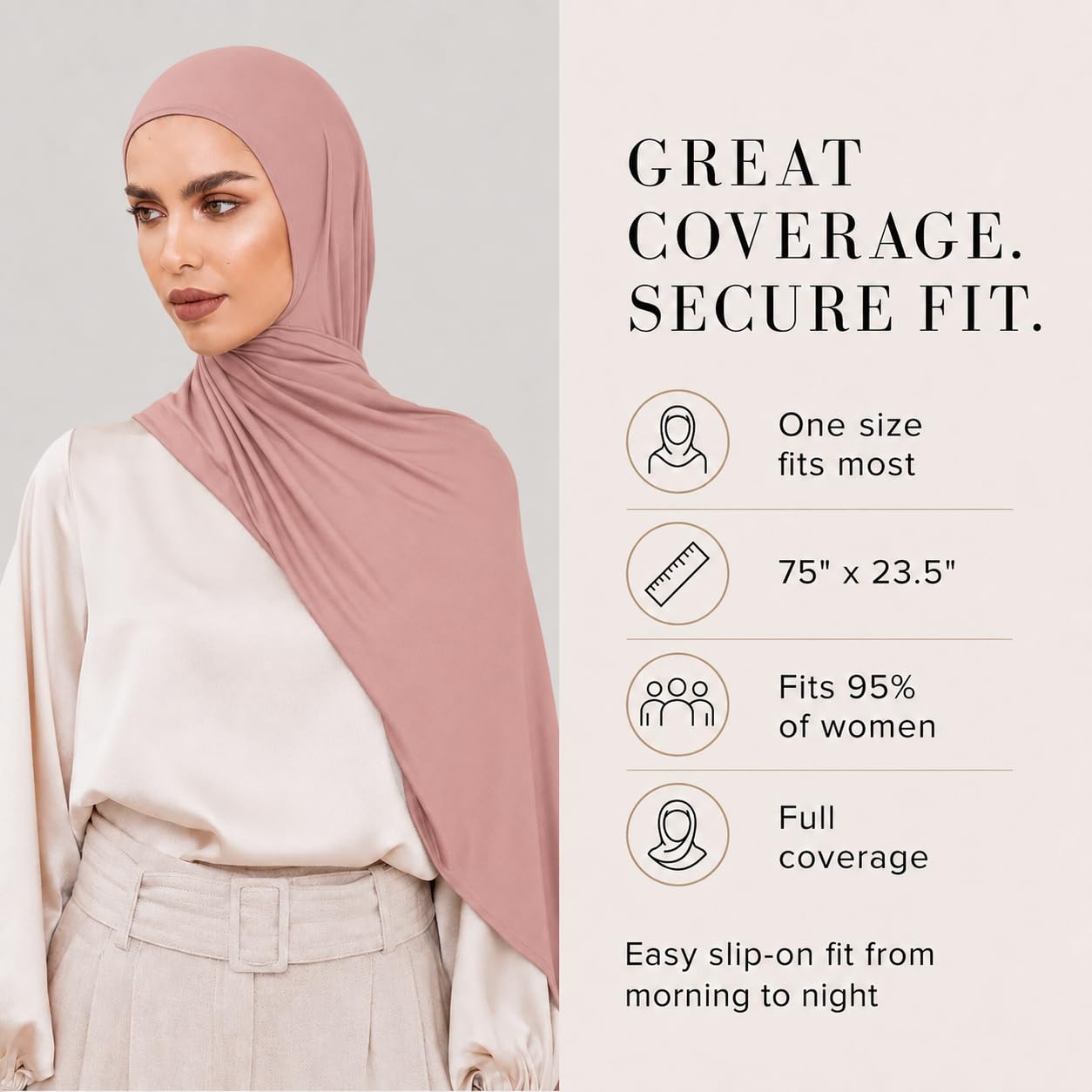 VOILE CHIC Instant Hidżab szalik dla kobiet – wysokiej jakości chusta na głowę z dżerseju, wyprodukowano w Turcji, Pudrowy róż, Pack of 1