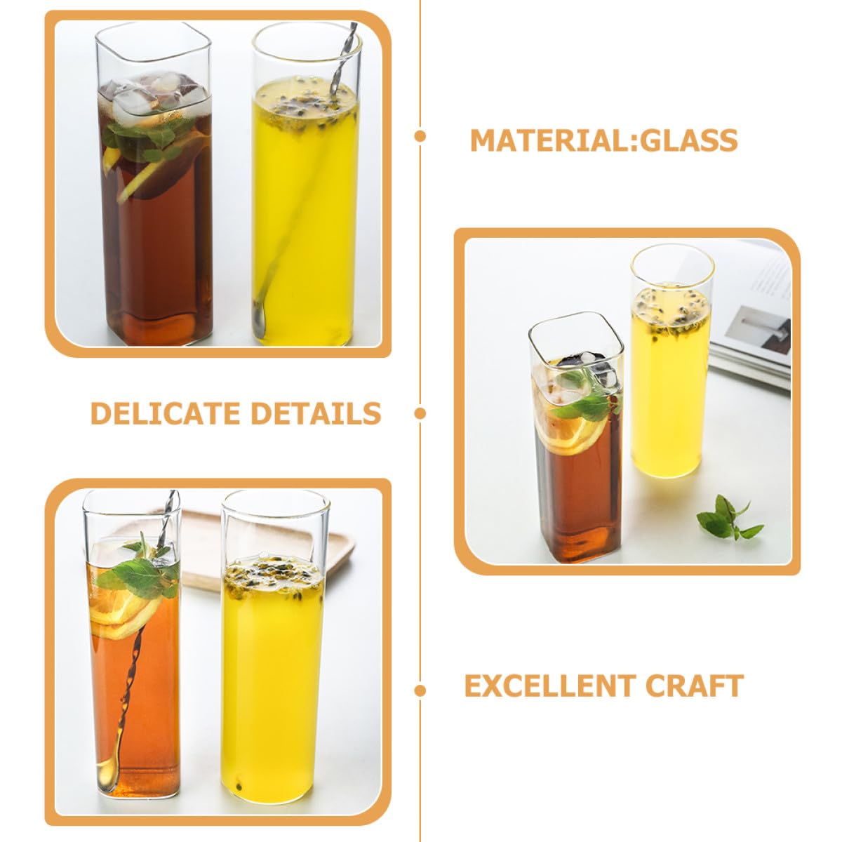 SHINEOFI Bicchieri da Cocktail in Vetro 2 Pezzi, 600ml, Trasparenti | Uso Bar e Ktv, Linee Decorative per Bevande, Set Doppio per Servizio e Presentazione