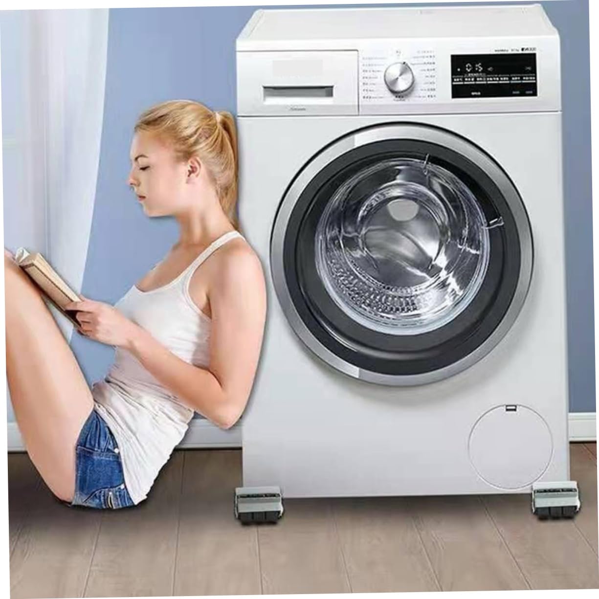 Operitacx 1 par Base de Rodillos para Electrodomésticos con Ruedas Soporte para Lavadoras y Refrigeradores Estabilidad Antivibración Soporte de Carga Resistente