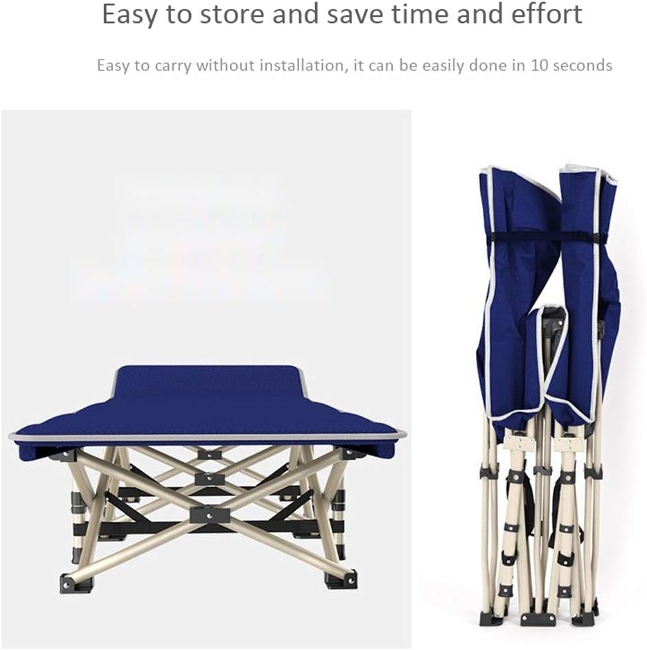 HIOD Folding Bed Lounge Chair Portable Breathable Garden Patio Recliner Beach Sun Lounger Foldable Lunch Bed 190 x 67cm,Blue