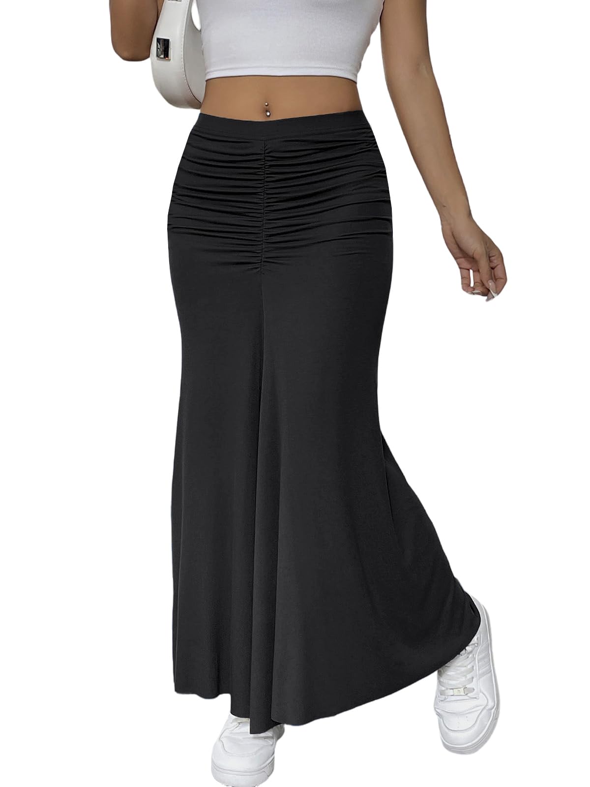 HELYO Womens Elegant Casual Work Business Summer High Waisted Dress Skirts Boho Flowy A Line Long Maxi Skirt