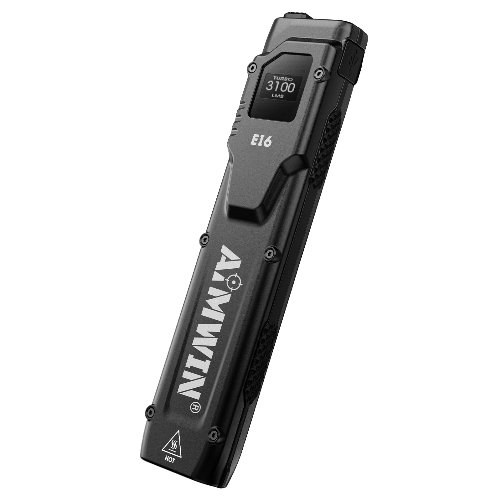 AIMWIN EI6 Linterna EDC 3100 Lúmenes con Pantalla OLED Recargable USB C Linterna Plana Alcance de 305 m Protección Inteligente contra Sobrecalentamiento Doble Interruptor Trasero Turbo Estroboscópico